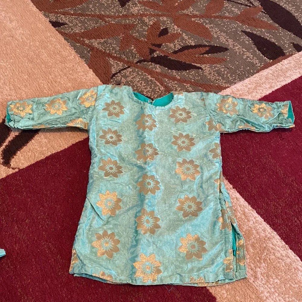 Mint Green Toddler Kurti and Pant Set - Picture 4 of 5